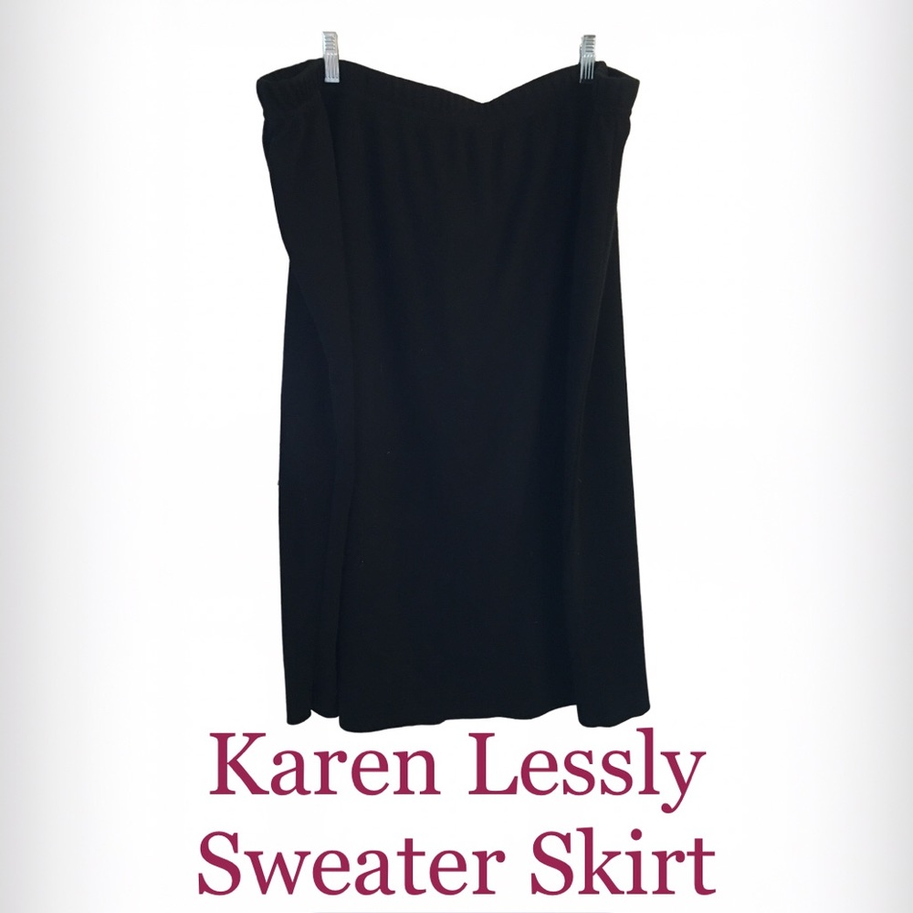 4X Petite Length Black Sweater skirt from Karen Lessly